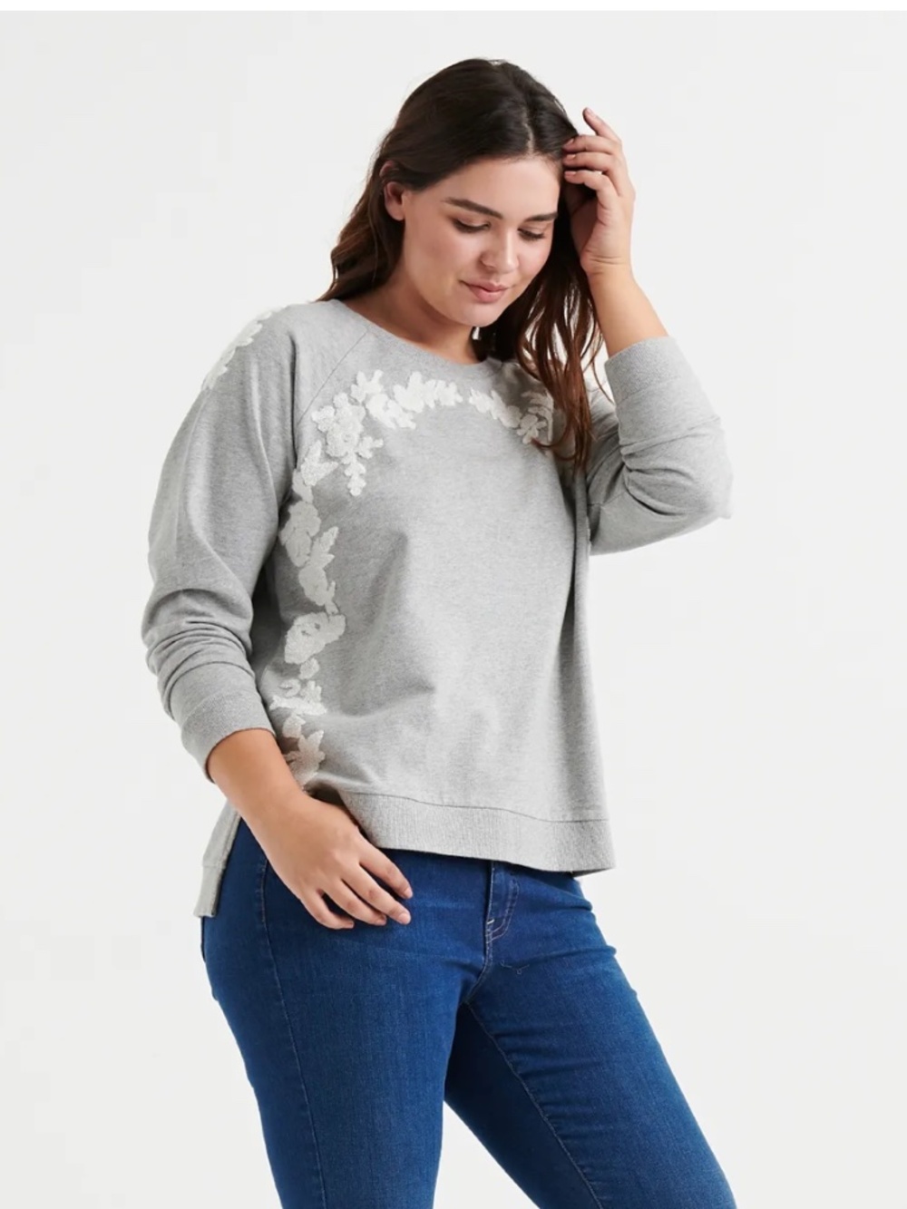 LUCKY BRAND Floral Chenille Sweatshirt